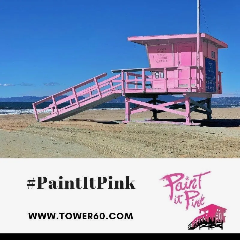 Tower 60 lifeguard tower painted pink for the #PaintItPink campaign