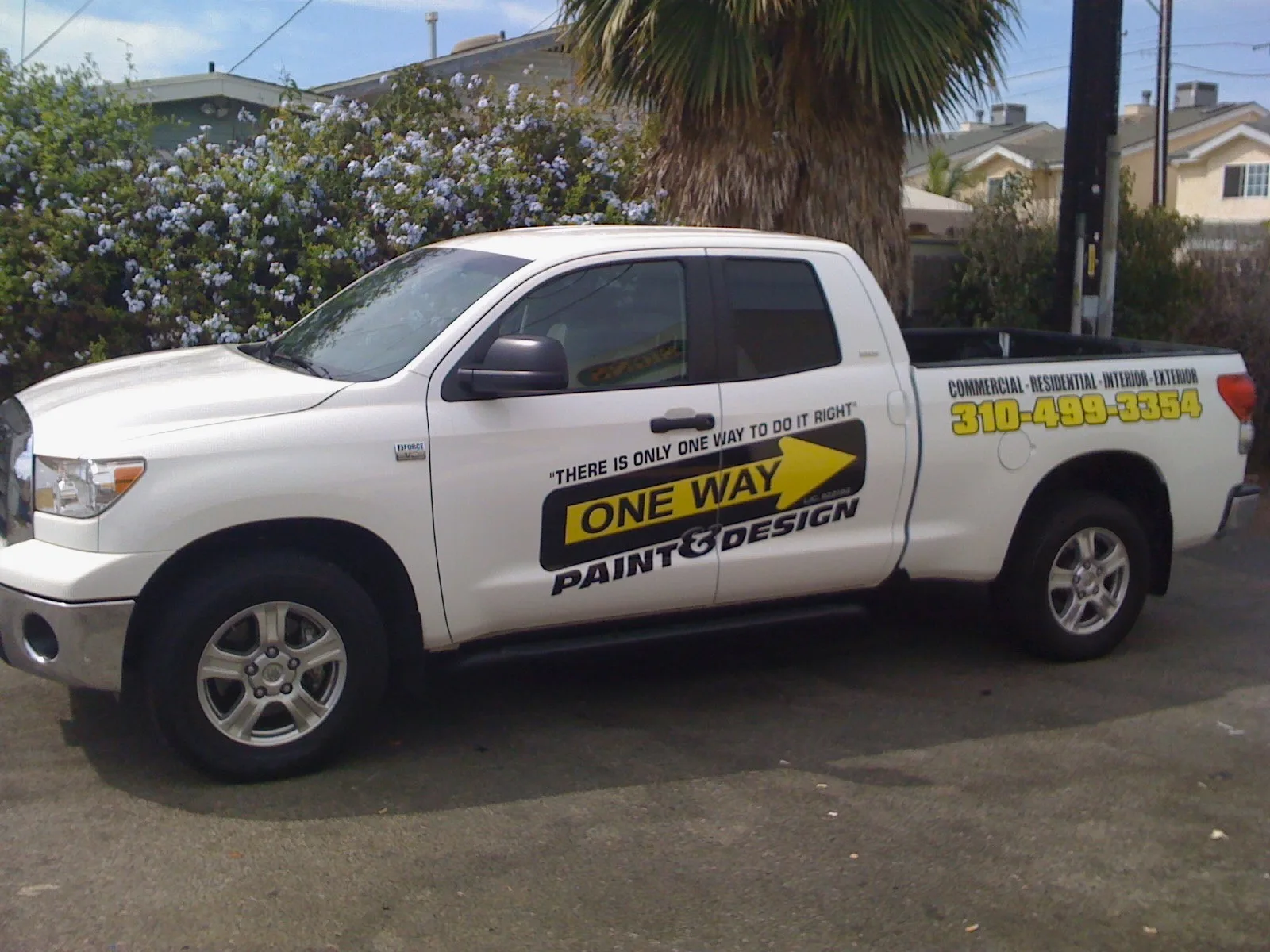 One Way Paint & Design work truck parked at a South Bay job site